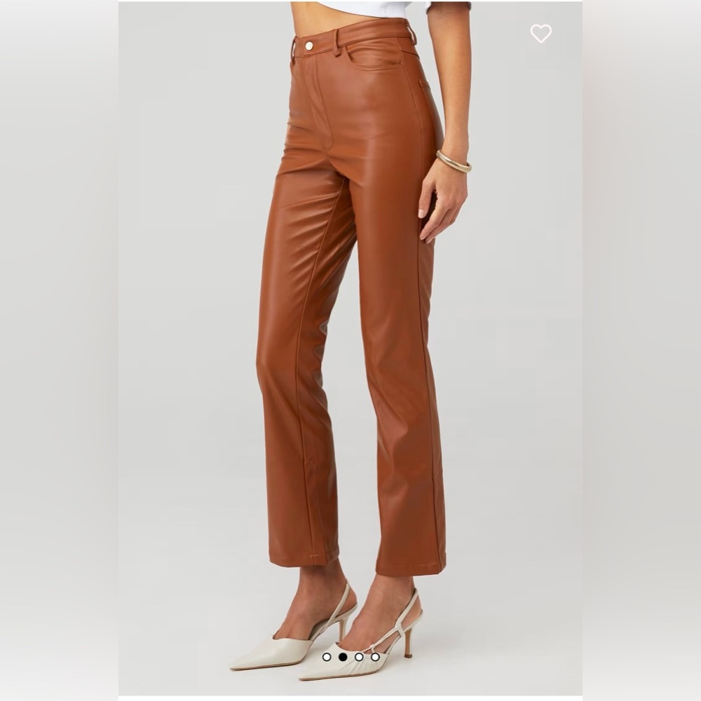 Bardot Cognac Vegan Leather Pants - Picture 2 of 3